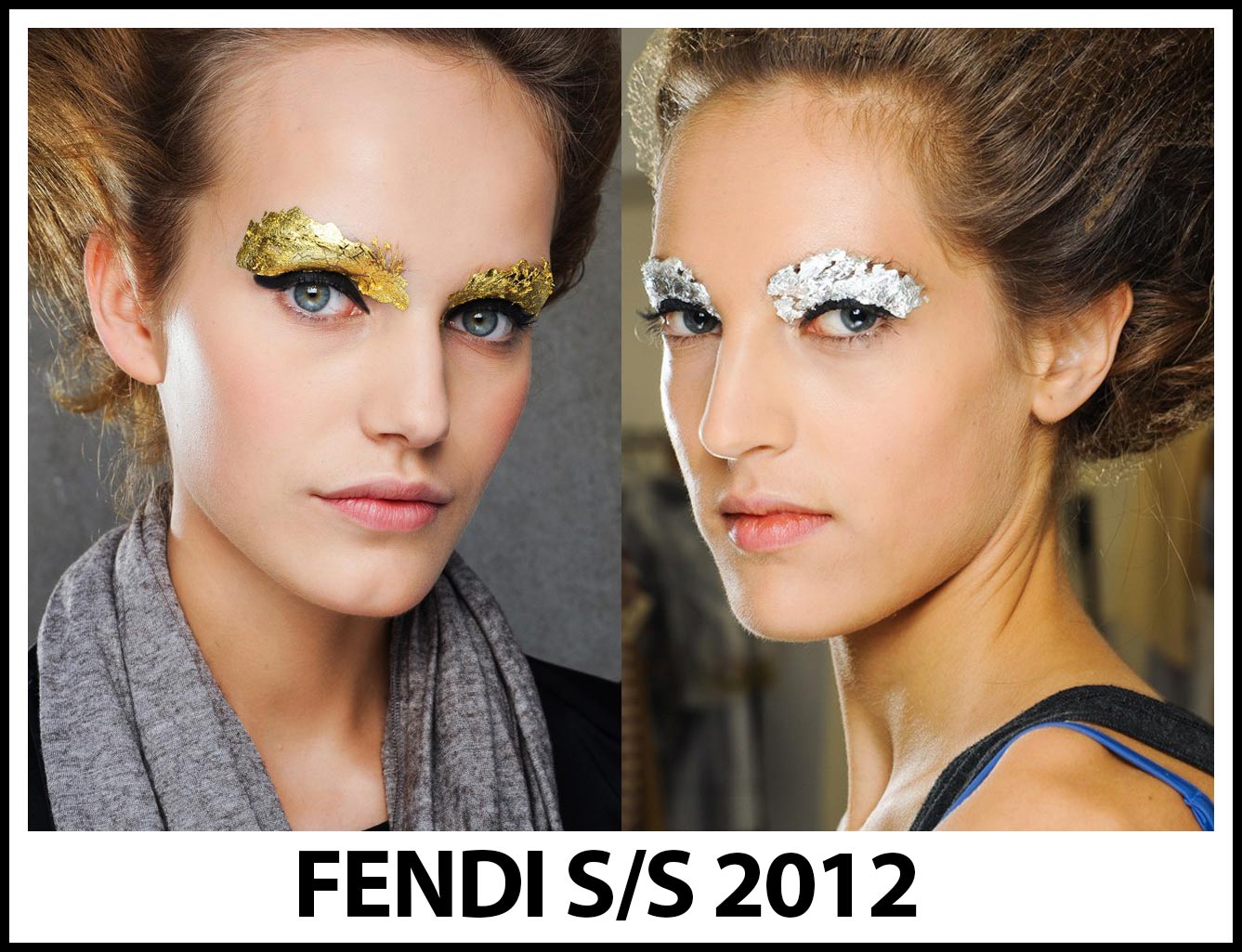 Gold and silver foil eyes at Fendi Spring 2012