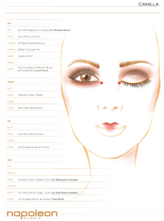 Camilla MBFWA Spring 2012/2013 makeup face chart