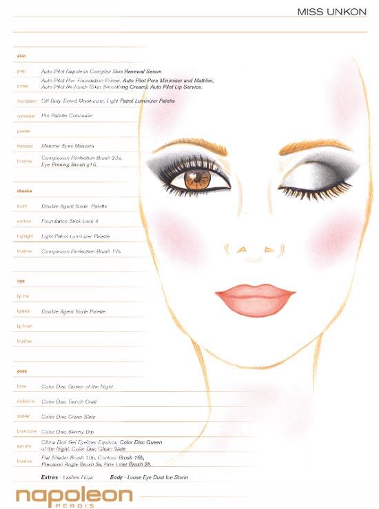 Miss Unkon MBFWA Spring 2012/2013 makeup face chart