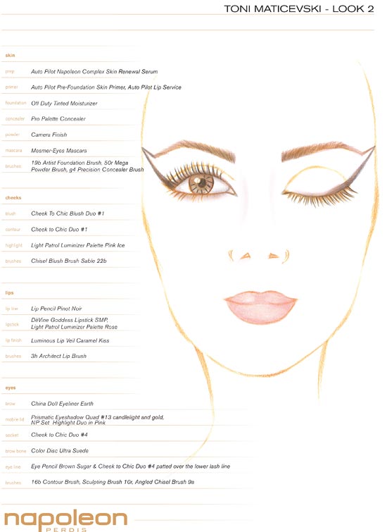 Toni Maticevski MBFWA Spring 2012/2013 makeup facechart