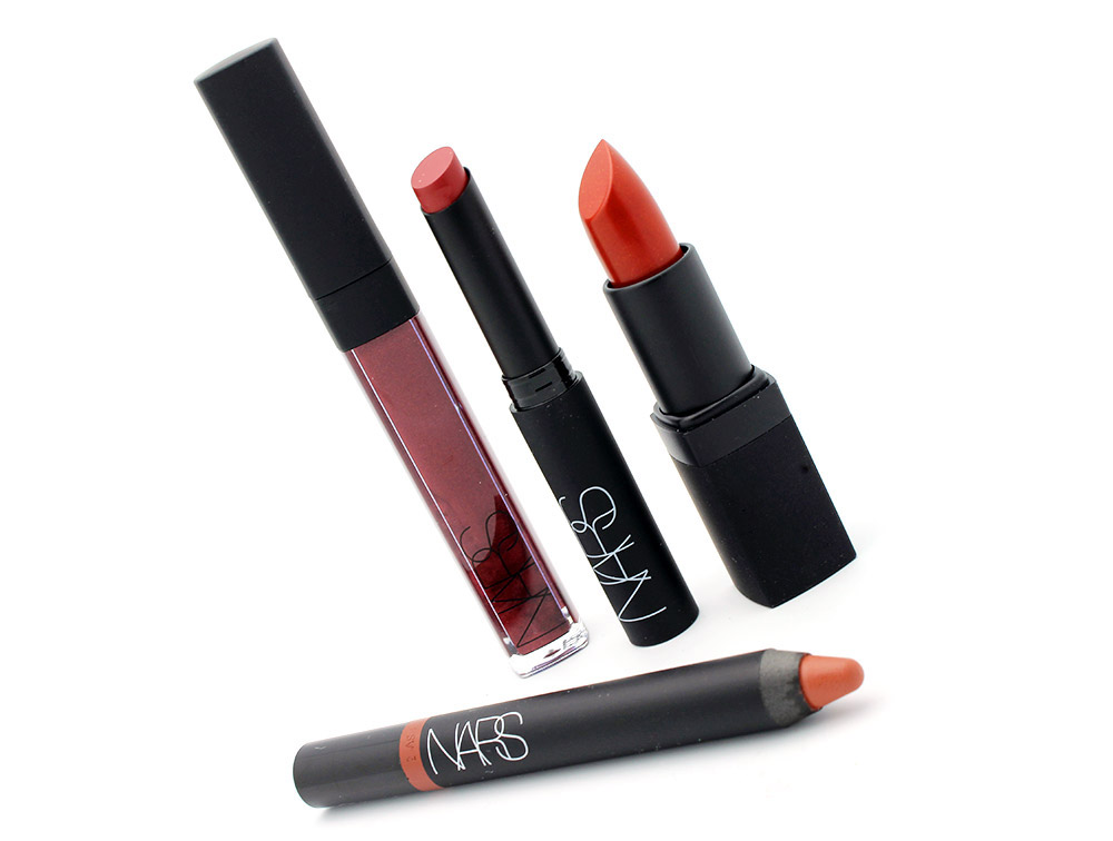 NARS Rouge Tribal Larger Than Life Lip Gloss, More Velvet Gloss Lip Pencil, Amsterdam Pure Matte Lipstick and Autumn Leaves Lipstick