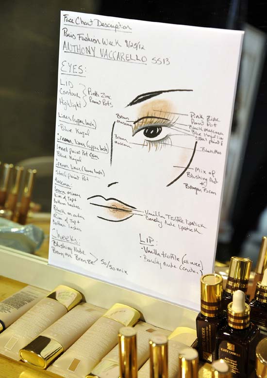 Anthony Vaccarello Spring/Summer 2013 makeup facechart by Estee Lauder