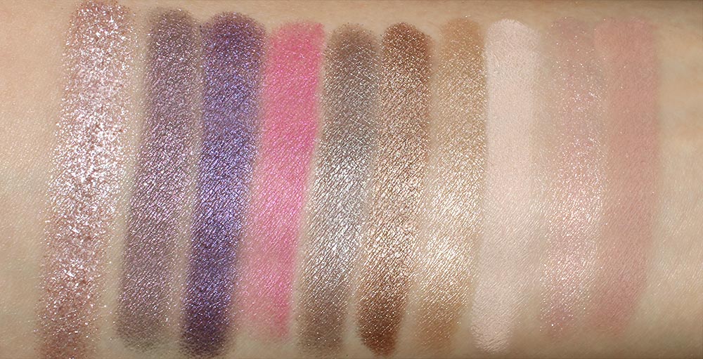 Urban Decay Vice Palette swatches Provocateur, Rapture, Vice, Noise and Armor