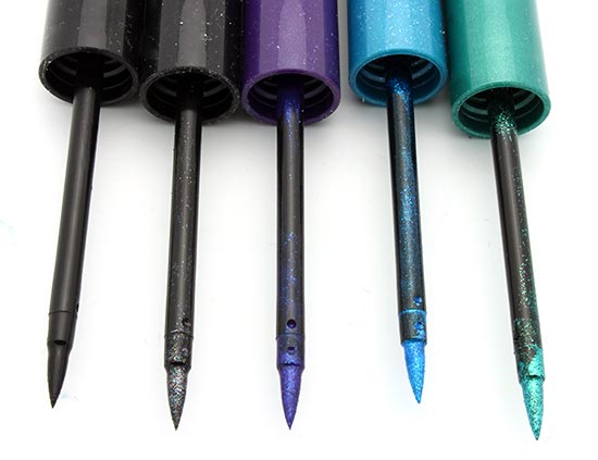 Milani Black Vinyl, Black Gems, Prismatic Purple, Sparkling Turquoise and Emerald Green Ultrafine Liquid Eye Liners