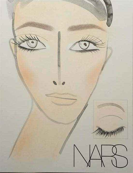 Naeem Khan Fall 2013 makeup face chart by NARS