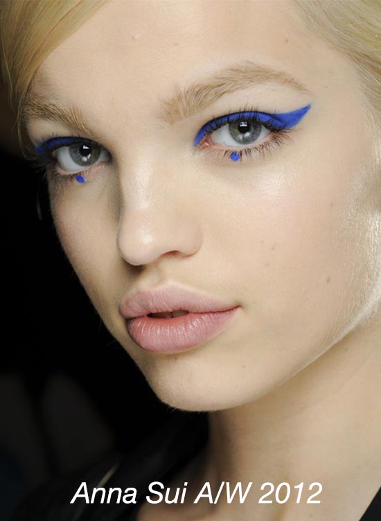 Dot of blue eyeliner at Anna Sui Fall 2012