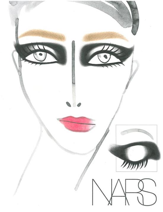 Roland Mouret Fall 2013 makeup face chart by NARS