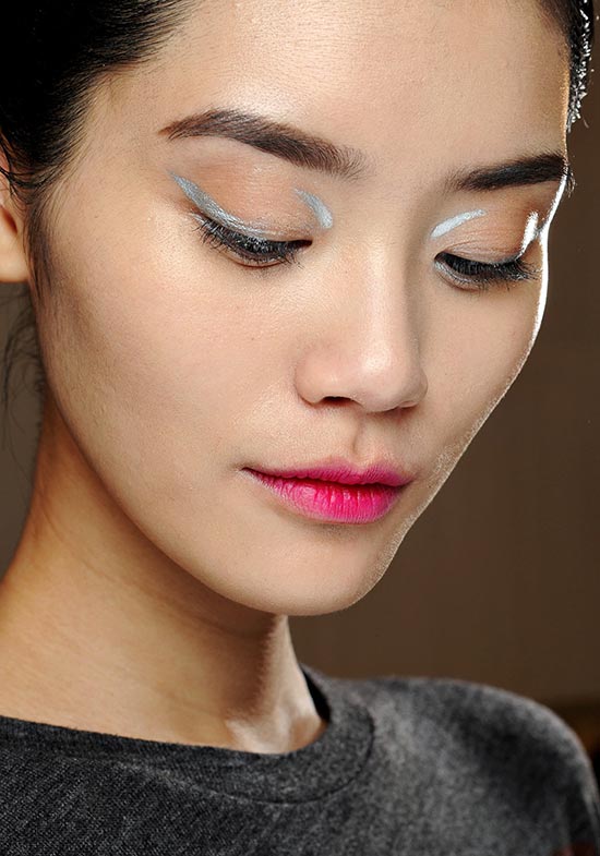 Silver Graphic Eye and Fuchsia Lip at Dior Fall 2013