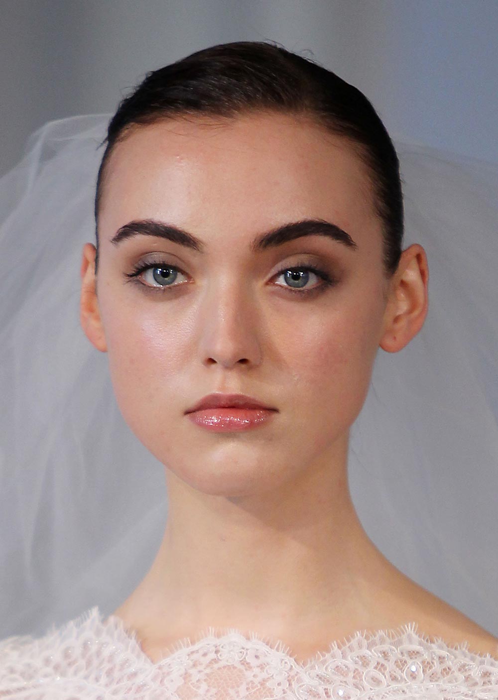 Soft smoky eye and glossy lips at Marchesa Spring/Summer 2014 Bridal