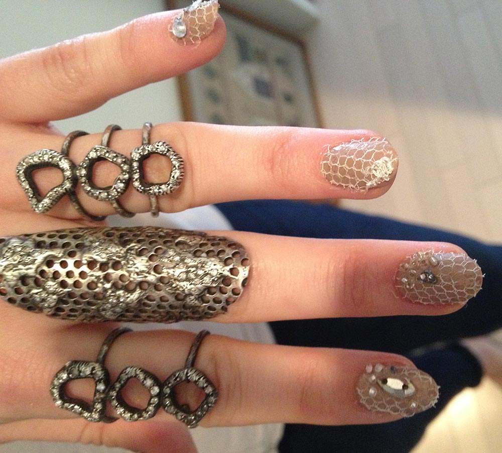 Emmy Rossum's lace manicure at 2013 Met Gala