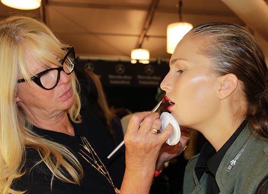 Monique Lhuillier S/S 2014 backstage makeup by Val Garland