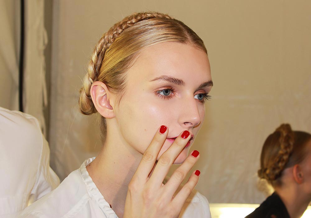 Naeem Khan S/S 2014 backstage hair makeup and nails