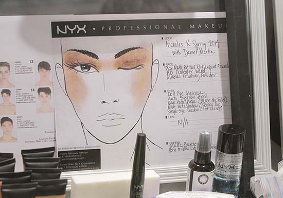 Nicholas K S/S 2014 facechart by NYX