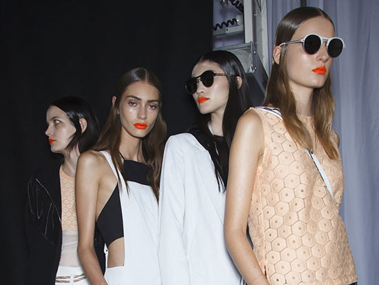 Bright orange lips at Rag & Bone S/S 2014