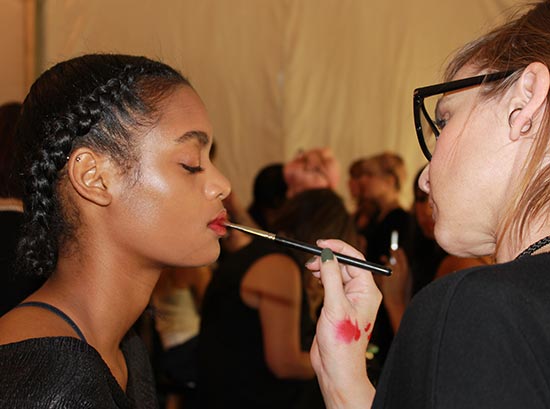 Stained red lip at Monique Lhuillier S/S 2014