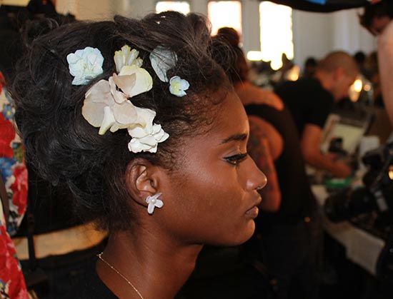 Zac Posen S/S 2014 backstage hair and makeup