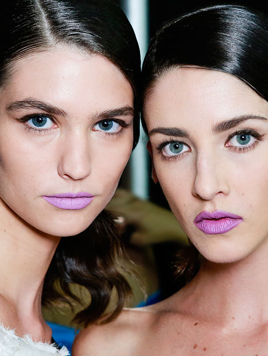 Purple lipstick runway look for Spring 2014