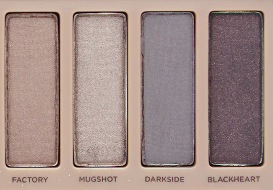 Urban Decay Naked 3 Factory, Mugshot, Darkside and Blackheart Eyeshadows