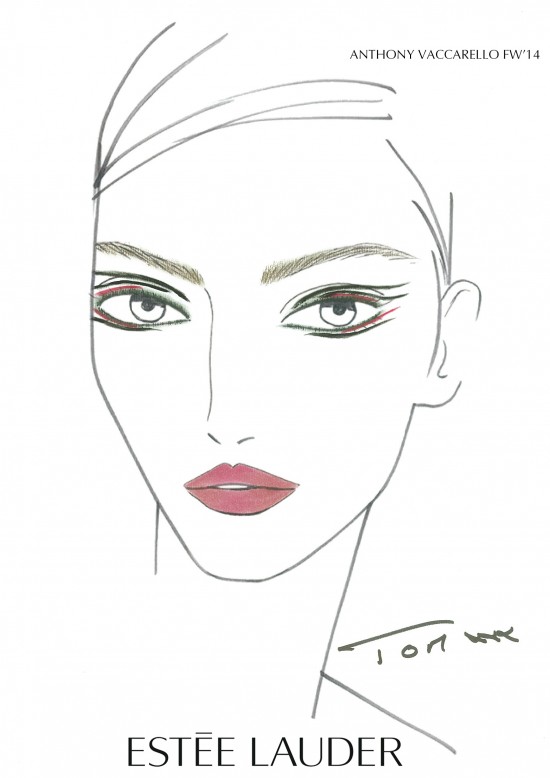 Anthony Vaccarello A/W '14 makeup facechart by Estee Lauder