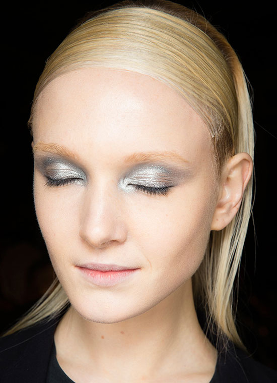 Glossy platinum eye at Donna Karan A/W '14