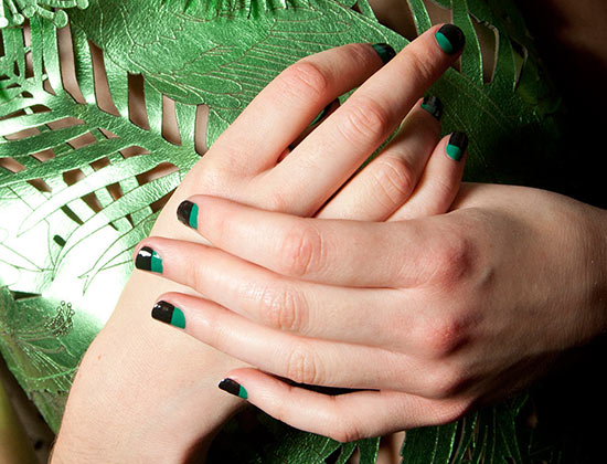 Black and green nails at Giles Spring/Summer 2015