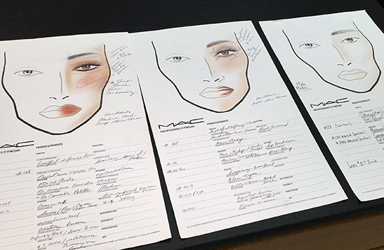 MAC Headshot and Audition Makeup Masterclass makeup face chart