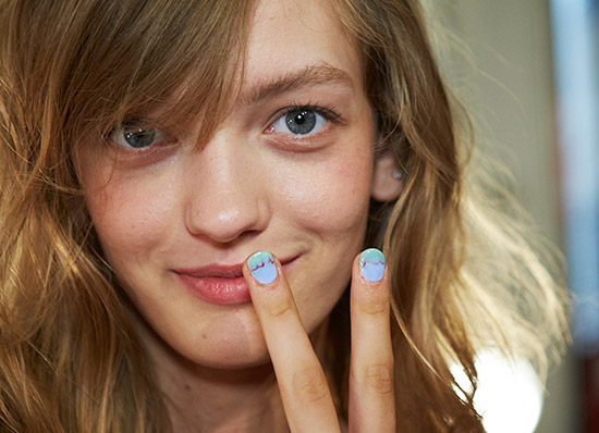 Watercolor ombre manicure at Rebecca Minkoff Spring/Summer 2015