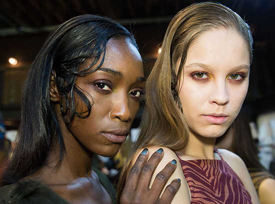 Backstage makeup and nails at Christian Siriano A/W 2015