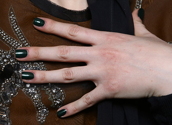 Dark green manicure at Nicole Miller A/W 2015