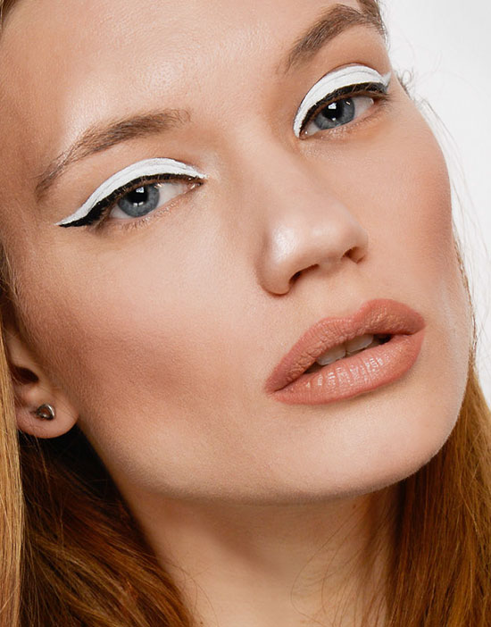 White eyeliner with nude lips at The Blonds A/W 2015