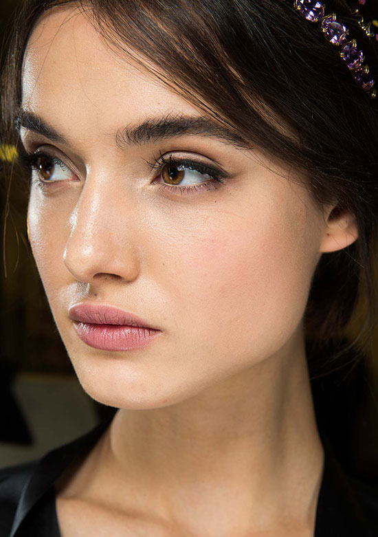 Nude pink lipstick at Dolce & Gabbana A/W 2015