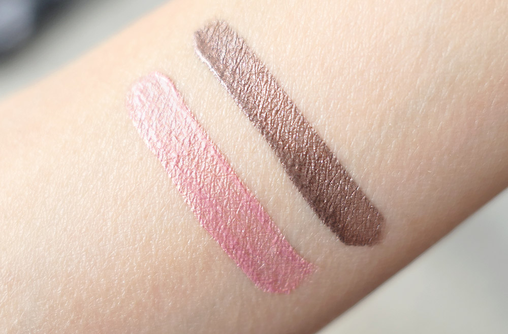Glossier Lidstar swatches in Slip and Fawn
